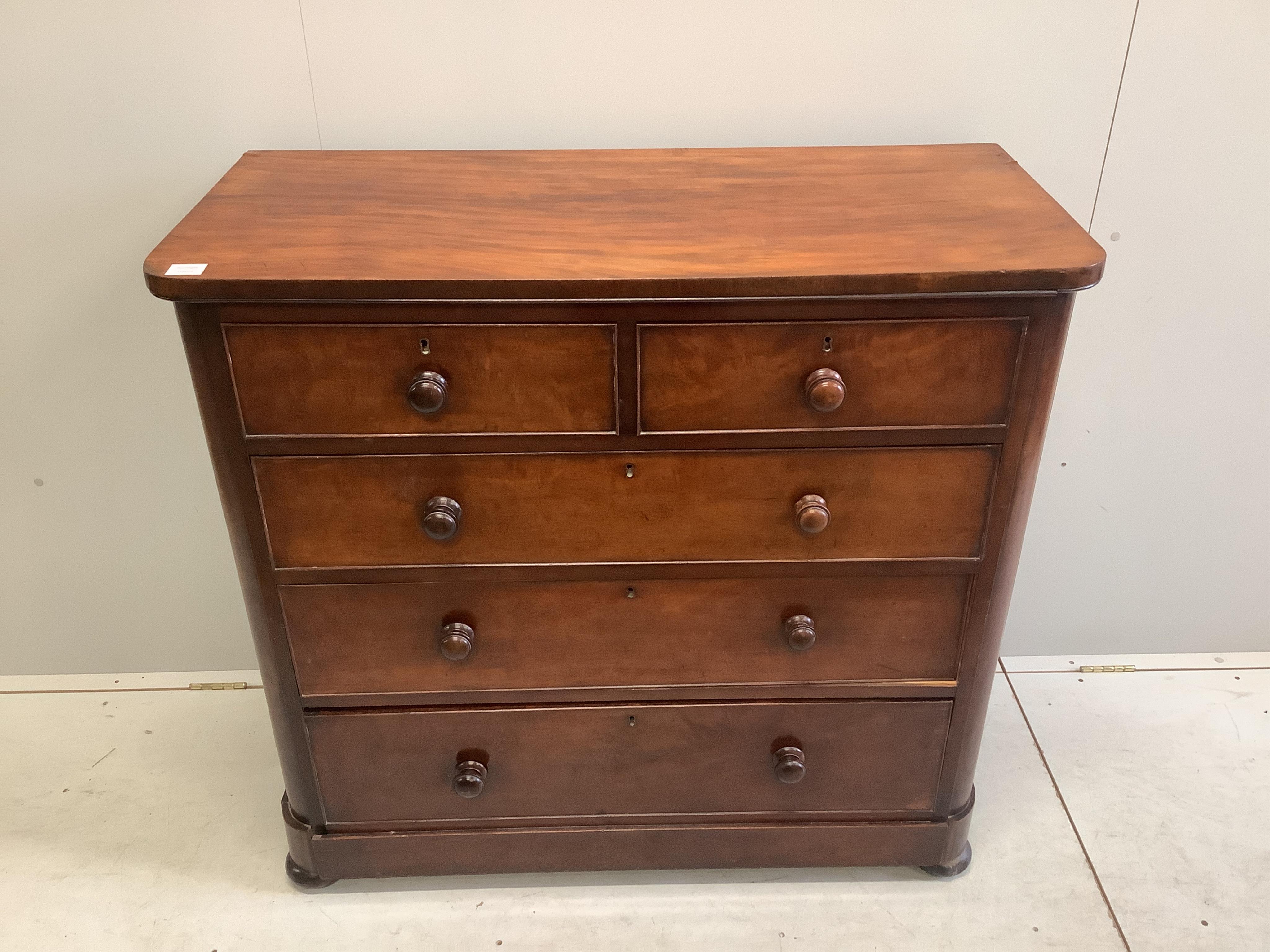 A Victorian mahogany chest, width 112cm, depth 50cm, height 105cm. Condition - fair